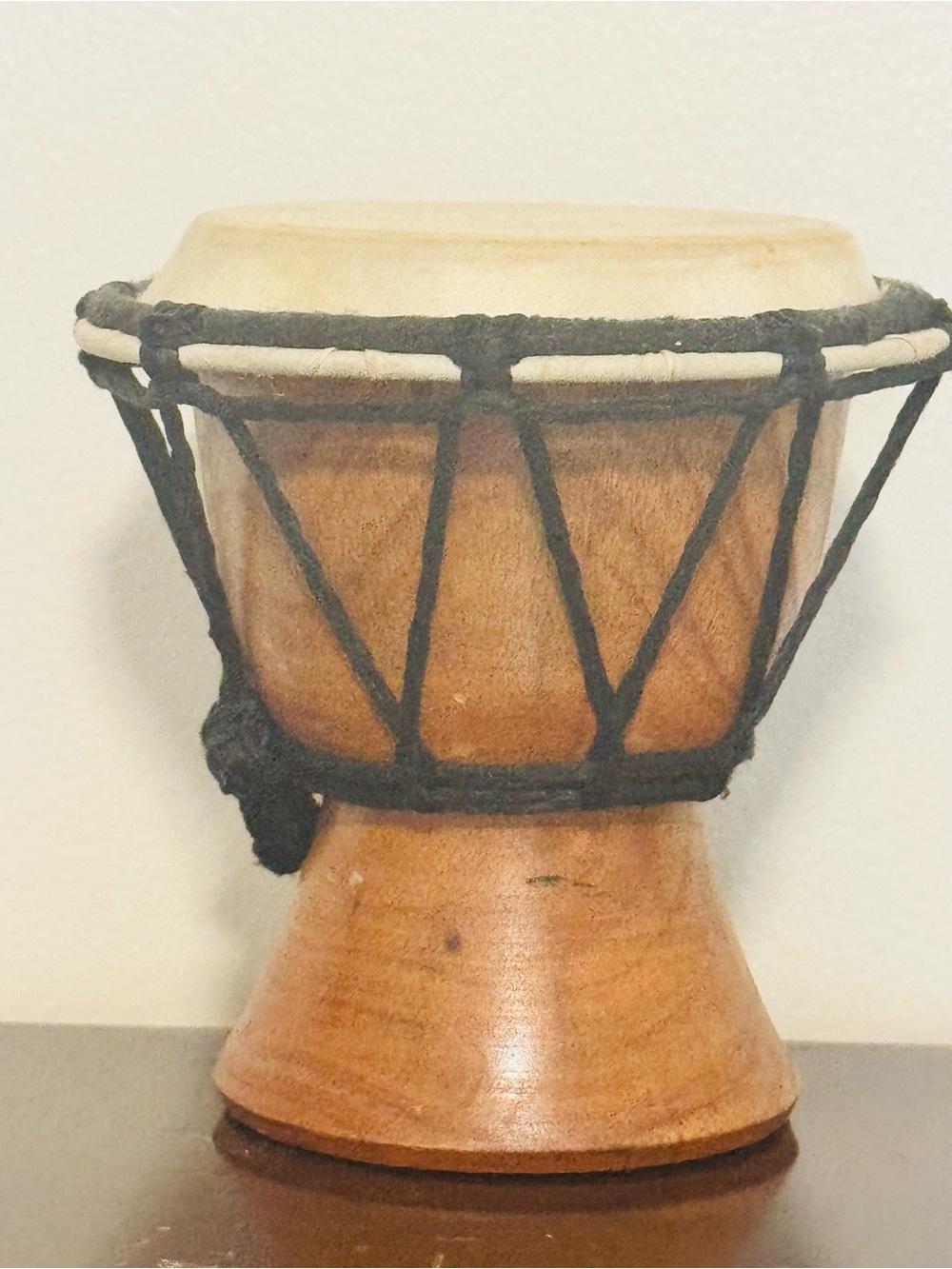 Handcrafted Natural Wood Djembe Drum - Brown and Black